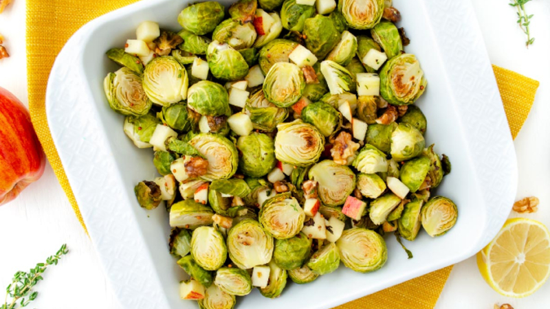 brussels sprouts with apples and dressing